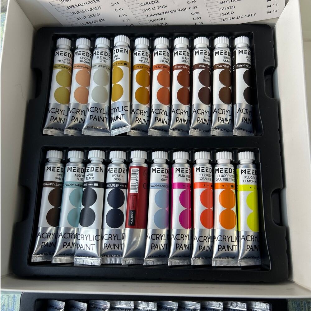 MEEDEN Heavy Body Acrylic Paint Set 100 Colors 12ml Tubes Craft Art Supplies